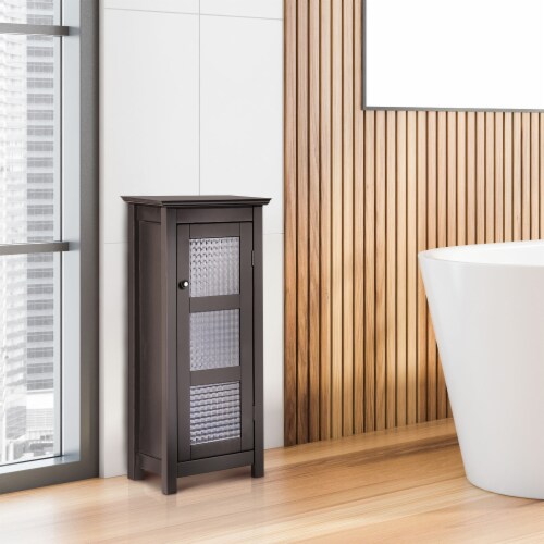 Elegant Home Fashions Wooden Bathroom Cabinet Floor & Glass Door Brown 6216 Perspective: top