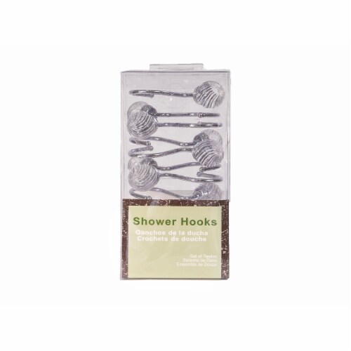 Elegant Home Fashions Bathroom Shower Curtain Hooks Set of 12 Silver HK40013 Perspective: top