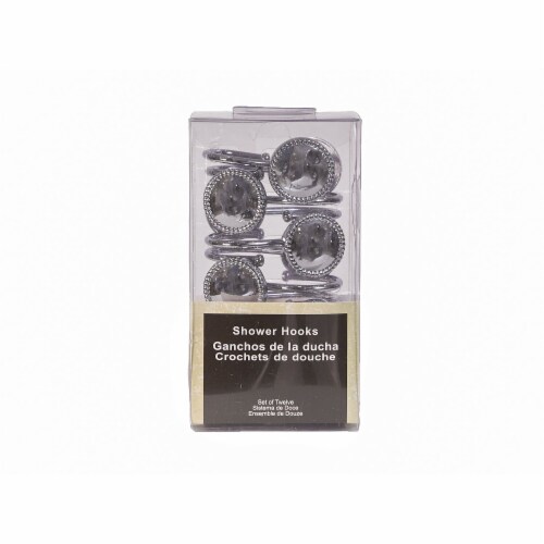 Elegant Home Fashions Bathroom Shower Curtain Hooks Set 12 Rope Chrome HK40121 Perspective: top
