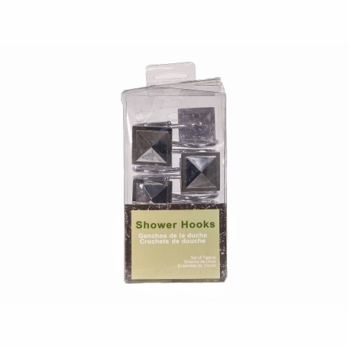 Elegant Home Fashions Bathroom Shower Curtain Hooks Sq. Diamond Chrome HK40139 Perspective: top