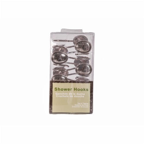 Elegant Home Fashions Bathroom Shower Curtain Hooks Set Brushed Nickel HK40172 Perspective: top