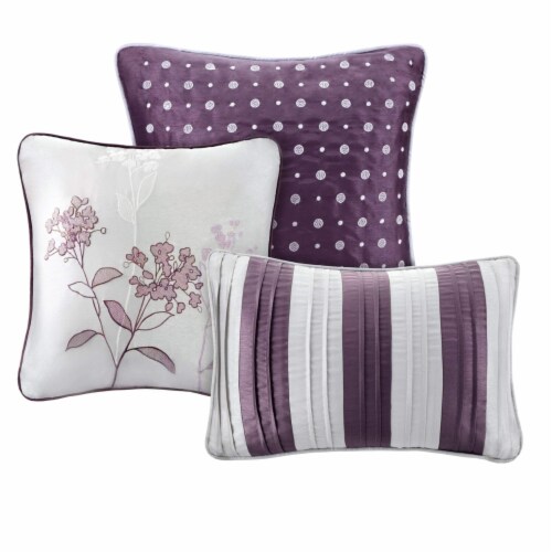 Madison Park Hampton 7 Piece Comforter Set, Plum - Queen Perspective: top