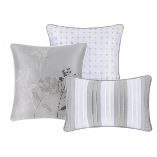 Madison Park Hampton 7 Piece Comforter Set, Queen, White Perspective: top