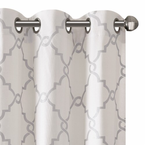 Madison Park Westmont Fretwork Print Grommet Top Window Curtain - Ivory Perspective: top