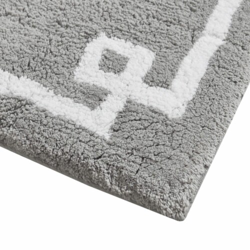 Madison Park Evan Cotton Tufted Washable Bath Mat, Luxury Solid Bathroom Rugs, 24X40, Grey Perspective: top