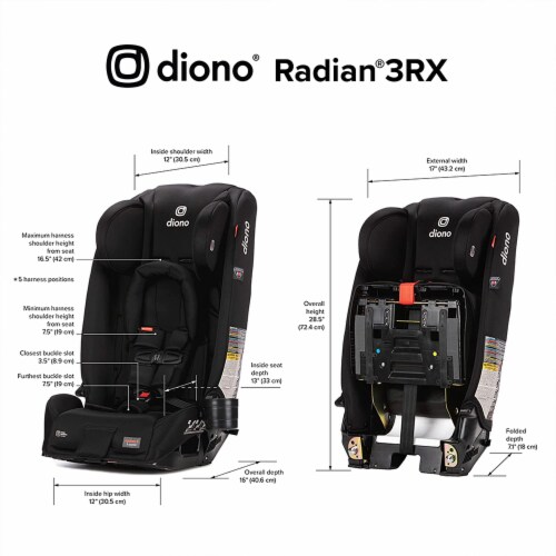 Diono Radian 3RX Slim Fit Steel Core 3 in 1 Convertible Car Seat, Jet Black Perspective: top
