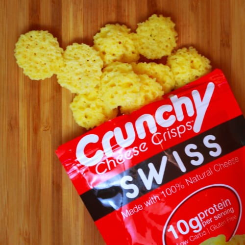 Swiss Crunchy Cheese Crisps, Made with 100% All Natural Cheese, Keto Friendly, Gluten Free. Perspective: top
