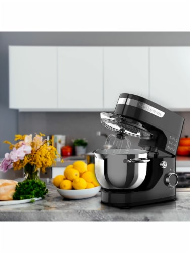 Whall Kinfai Electric Kitchen Stand Mixer Machine with 4.5 Quart Bowl, Black Perspective: top