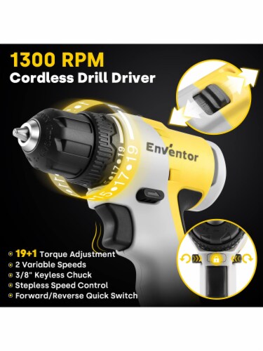 Eventor Cordless Drill Combo Kit, Brushless Power Tool Set with LED Lights Perspective: top
