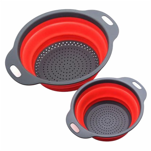 Foldable Silicone Strainer Colanders 2 PC ROUND Space Saver