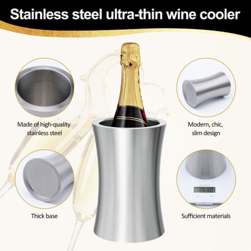 Stainless Steel Slim Double Wall Wine Cooler Perspective: top
