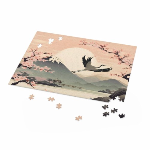 Vintage Japanese Art with Crane Jigsaw Puzzle 500-Piece, 500