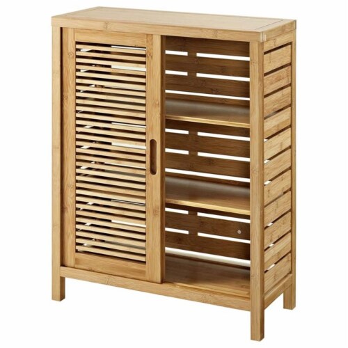 Pemberly Row 2 Door Linen Cabinet in Natural Perspective: top