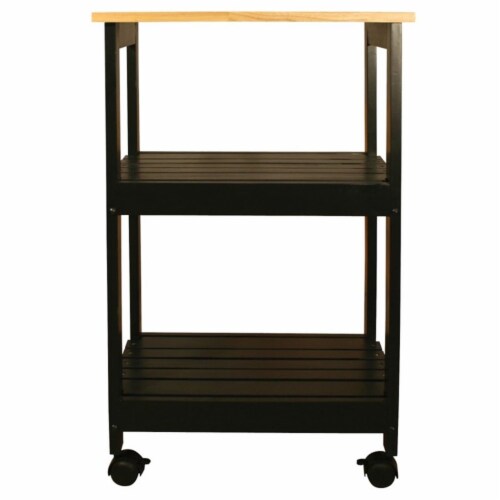 Wood Utility Kitchen Cart in Black - Pemberly Row Perspective: top