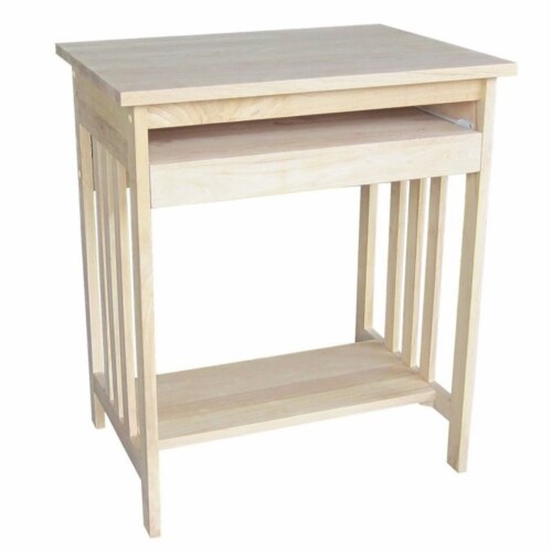Pemberly Row Unfinished Mission Wood Computer Cart Perspective: top