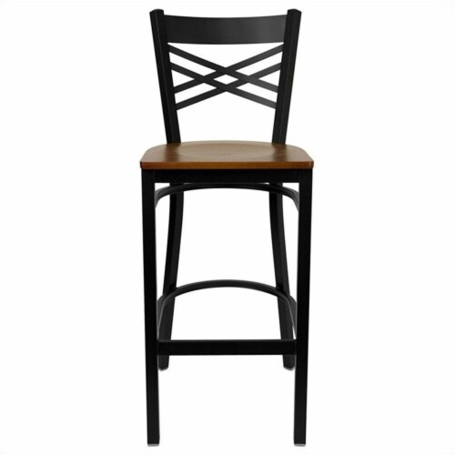 Bowery Hill 29  Black Back Metal Bar Stool in Cherry Perspective: top