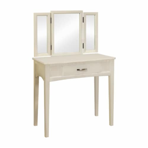 Bowery Hill Vanity Set with Stool in White Perspective: top