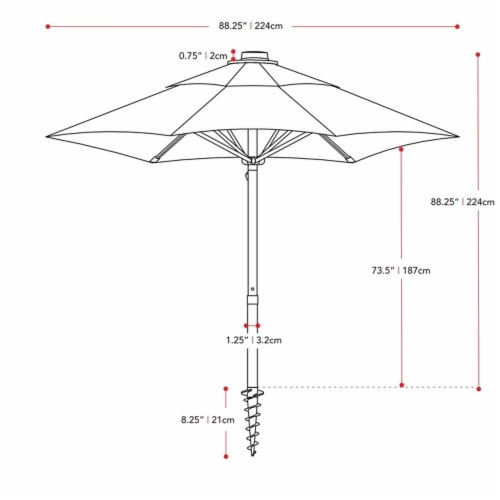 Atlin Designs 7.5' Patio Beach Umbrella in Gray Perspective: top