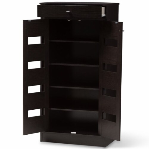 Baxton Studio Acadia Shoe Cabinet in Wenge Brown Perspective: top