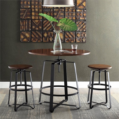 Carolina Classics Jamison Adjustable Bar Stool in Brown and Black Perspective: top