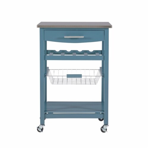 Riverbay Furniture Kitchen Cart in Blue Perspective: top