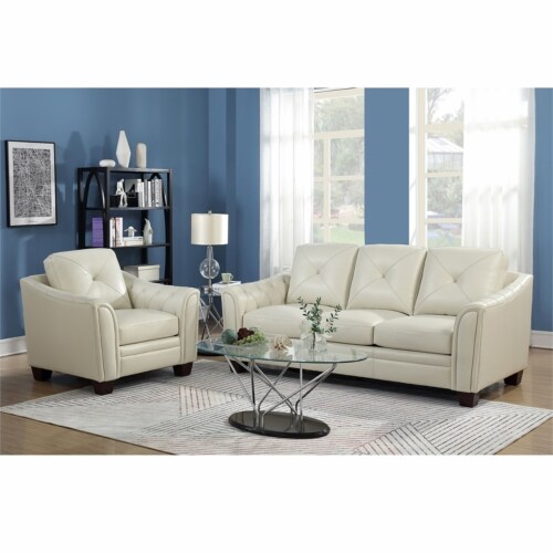 Maklaine tufted clearance leather sofa