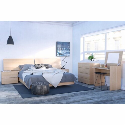 Maddie Home Zen 2 Drawer Wood Nightstand in Natural Maple Perspective: top