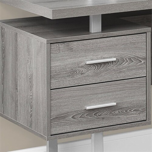 Levan Home L Shaped Corner Computer Desk in Dark Taupe Perspective: top