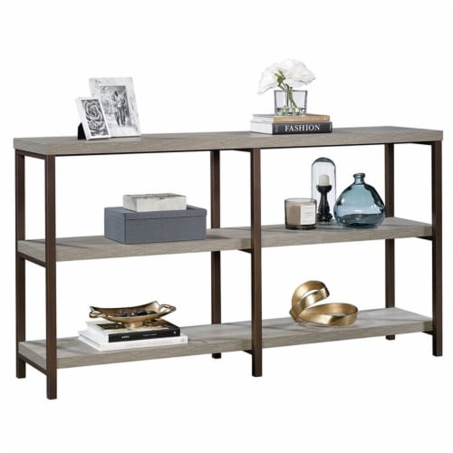 Maddie Home Console Table in Mystic Oak Perspective: top