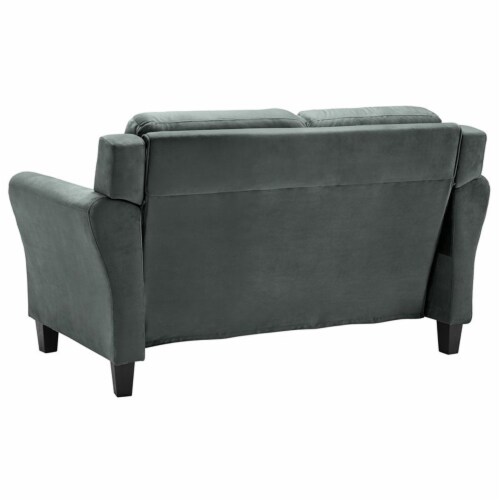 Bowery Hill 18.5 Contemporary Microfiber Loveseat Couch in Dark Gray Perspective: top