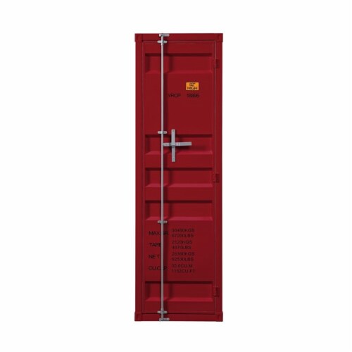 Bowery Hill Contemporary Metal Wardrobe Armoire with 1 Door in Red Perspective: top