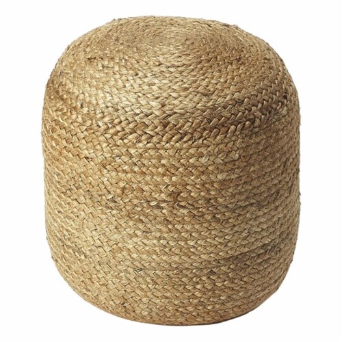 Beaumont Lane Comfort Seating Jute Pouffe in Brown Perspective: top