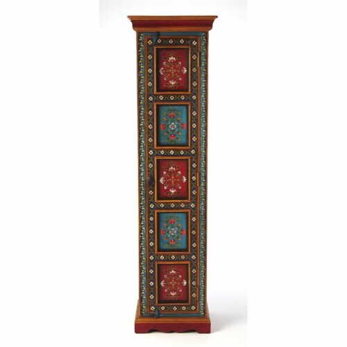 Beaumont Lane Boho Chic Traditional Wood Hand Painted Cabinet in Multi-Color Perspective: top