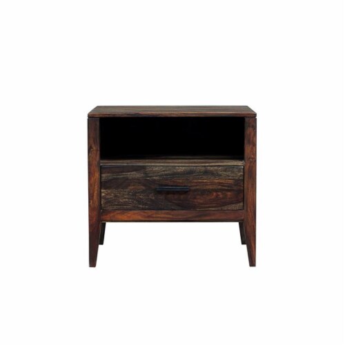 Hawthorne Collections Fall River Solid Sheesham Wood Nightstand - Brown Perspective: top