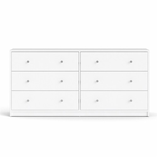 Levan Home Contemporary Wide 6 Drawer Double Bedroom Dresser in White Perspective: top