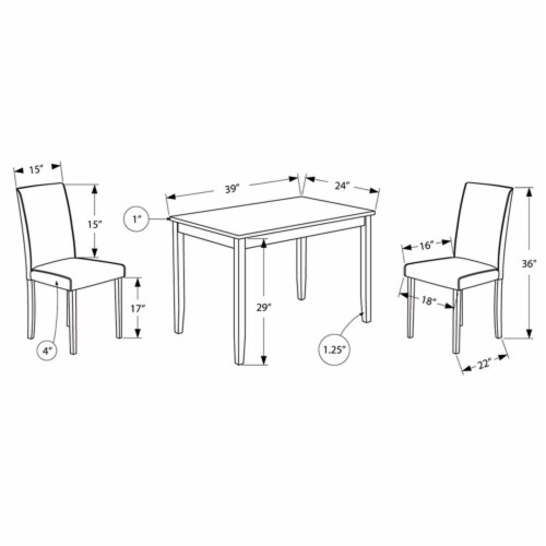 Levan Home 3 Piece Dinette Set in Black and Gray Perspective: top