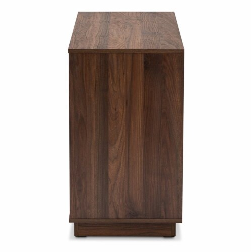 Levan Home Mette Mid-Century 6-Drawer Wood Dresser in White and Walnut Perspective: top