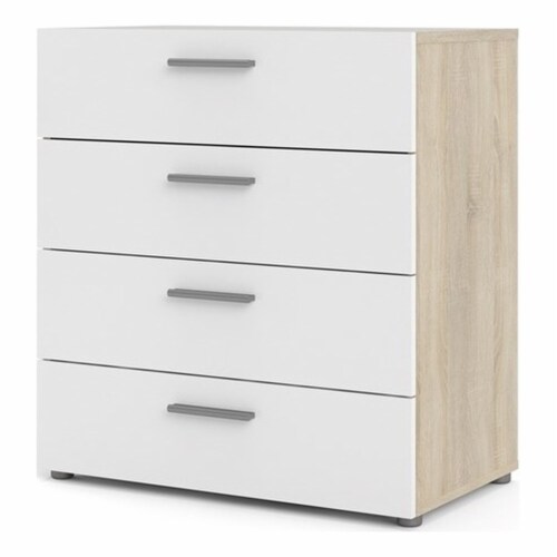 Levan Home Contemporary 4 Drawer Engineered Wood Chest in Oak /White Perspective: top