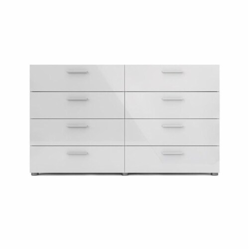 Levan home 6 drawer double on sale bedroom dresser in white high gloss