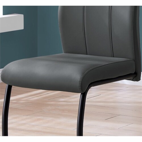 Dining Chair Set Of 2 Side Kitchen Dining Room Pu Leather Look Grey Perspective: top