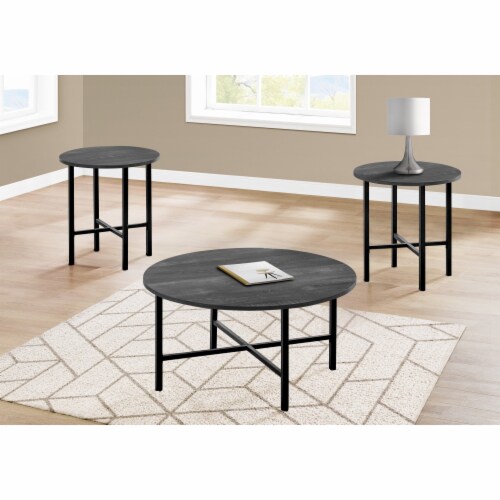 Monarch 3 Piece Contemporary Round Wood Top Coffee Table Set in