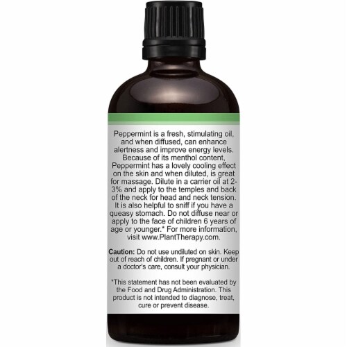 Plant Therapy Aromatherapy Diffusible 100mL Essential Oil, 3.3 Oz, Peppermint Perspective: top
