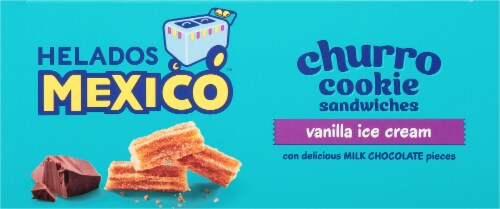 Helados Mexico™ Churro Cookie with Vanilla Ice Cream and Chocolate Pieces Sandwich Perspective: top