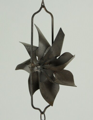 Metal Pinwheel Rain Chain with Attached Hanger 48 inch - Brown Perspective: top