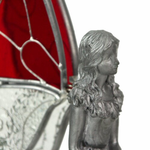 Set of 2 Kneeling Fairies Pewter Figurines Decor Sculptures Mythical Accessories Perspective: top