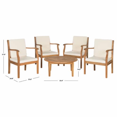 Safavieh PAT6718A 5 Piece Anaheim Coffee Set, Teak Brown & Beige Perspective: top