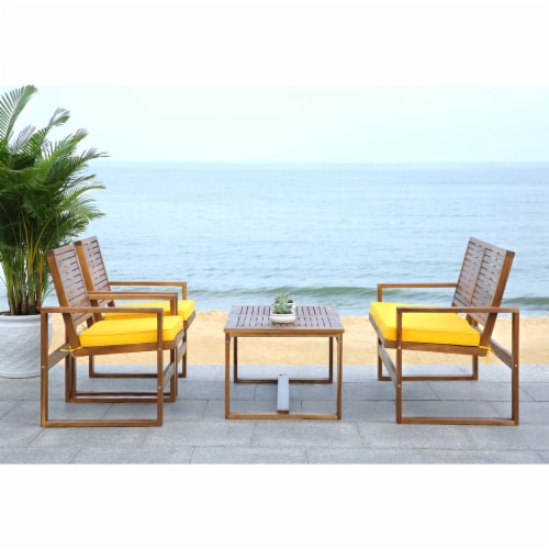 Safavieh Ozark Wood 4 Piece Set in Brown and Yellow Perspective: top