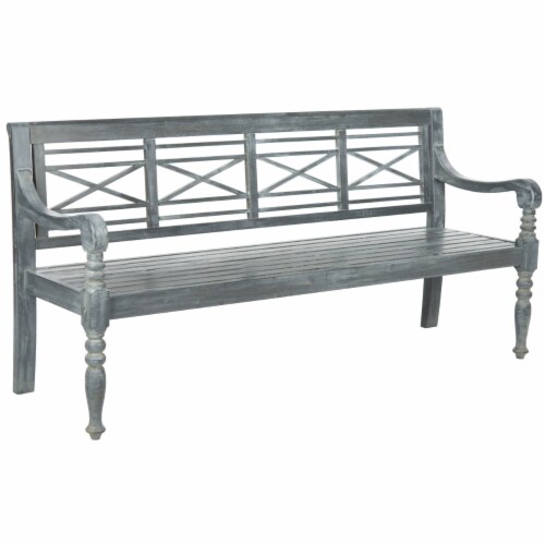 Safavieh Karoo Classic Garden Bench in Ash Gray Perspective: top