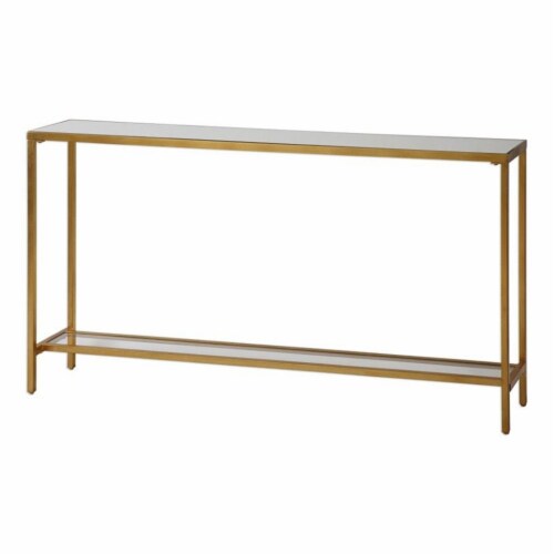 Maklaine Console Table in Gold Perspective: top