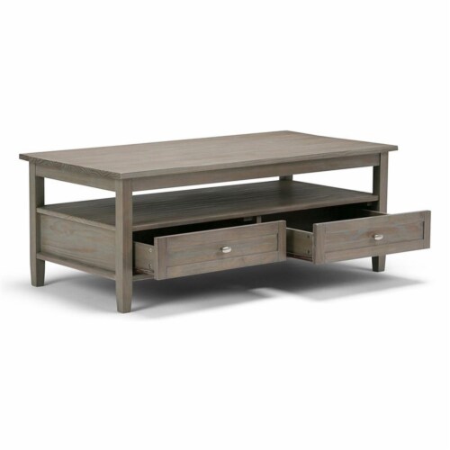 Atlin Designs 2-Drawers Coffee Table in Distressed Gray Perspective: top